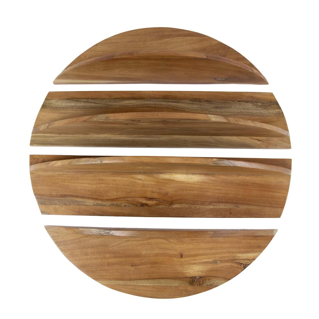 4er-Set Wandregal Moon - hochwertiges Neemholz Natur, Ø 90 cm