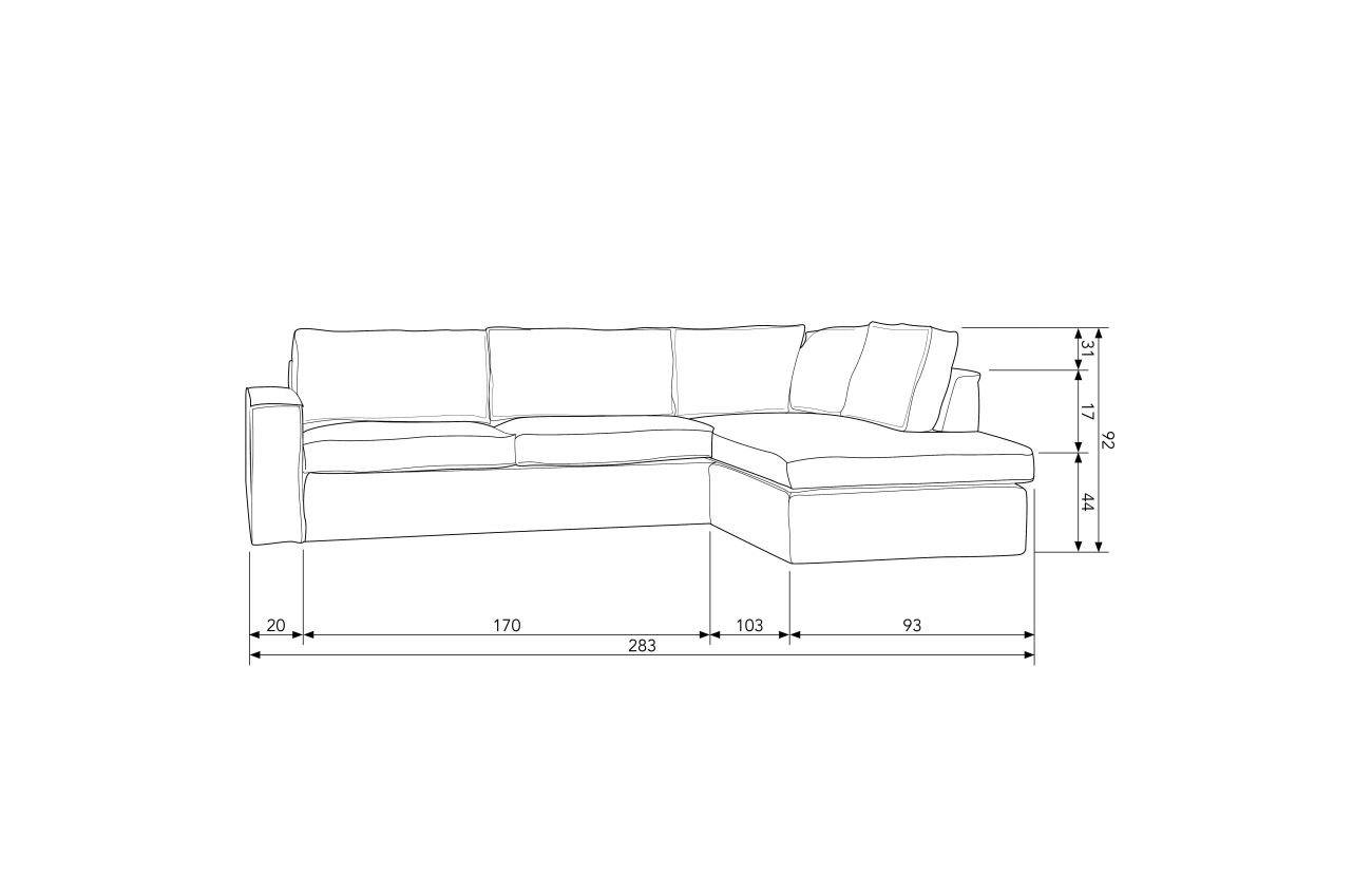 Ecksofa Hajo aus Bouclè-Stoff Rechts, Grau