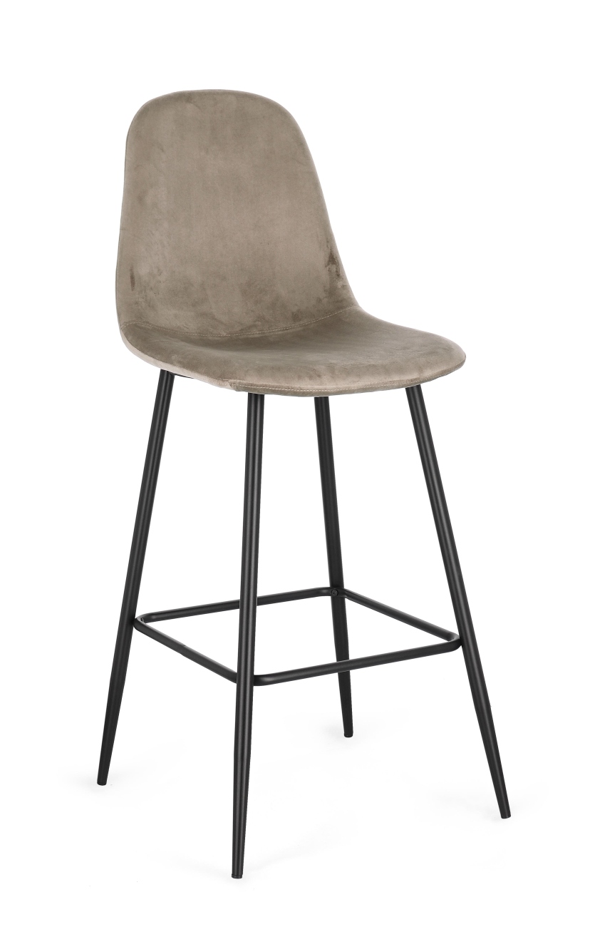 Barhocker New Irelia 2er- Set aus Samt, Taupe