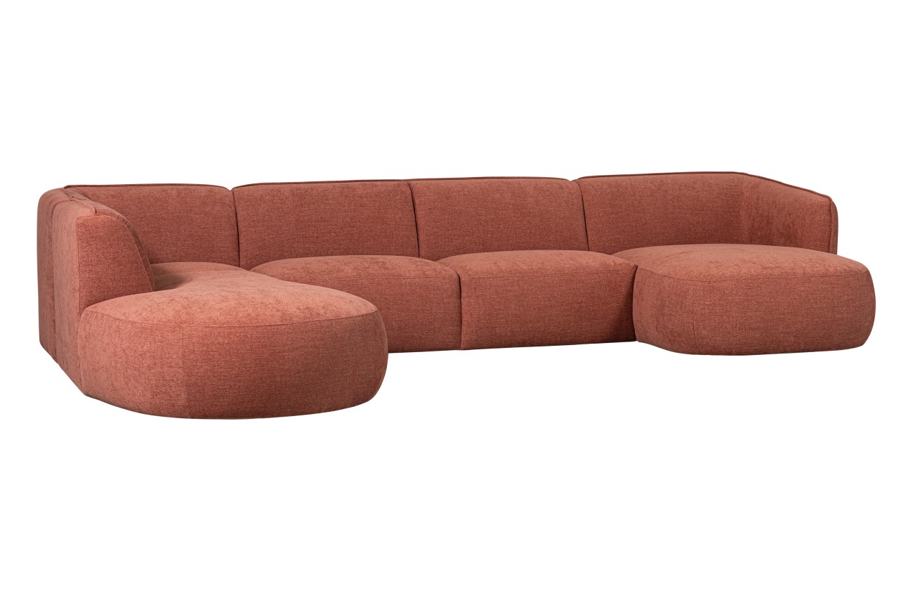 Sofa Polly U-Form aus Webstoff Links, Rosa