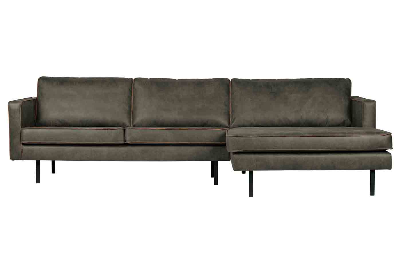 Ecksofa Rodeo Chaiselongue Lederoptik, rechts Army