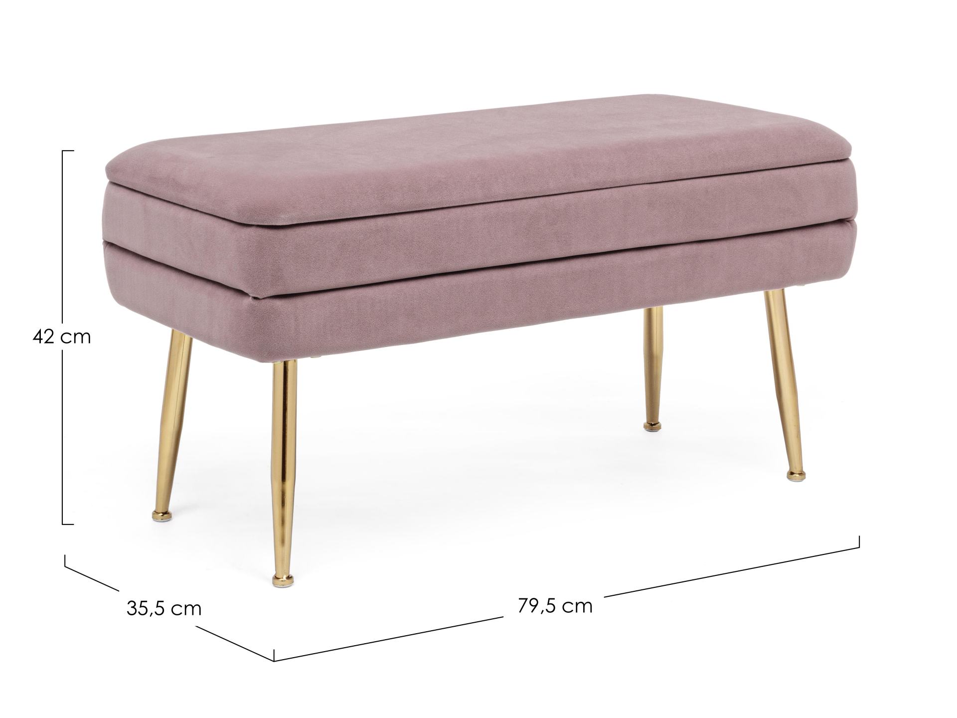 Bank Pavlina aus Samt 80 cm, Rosa