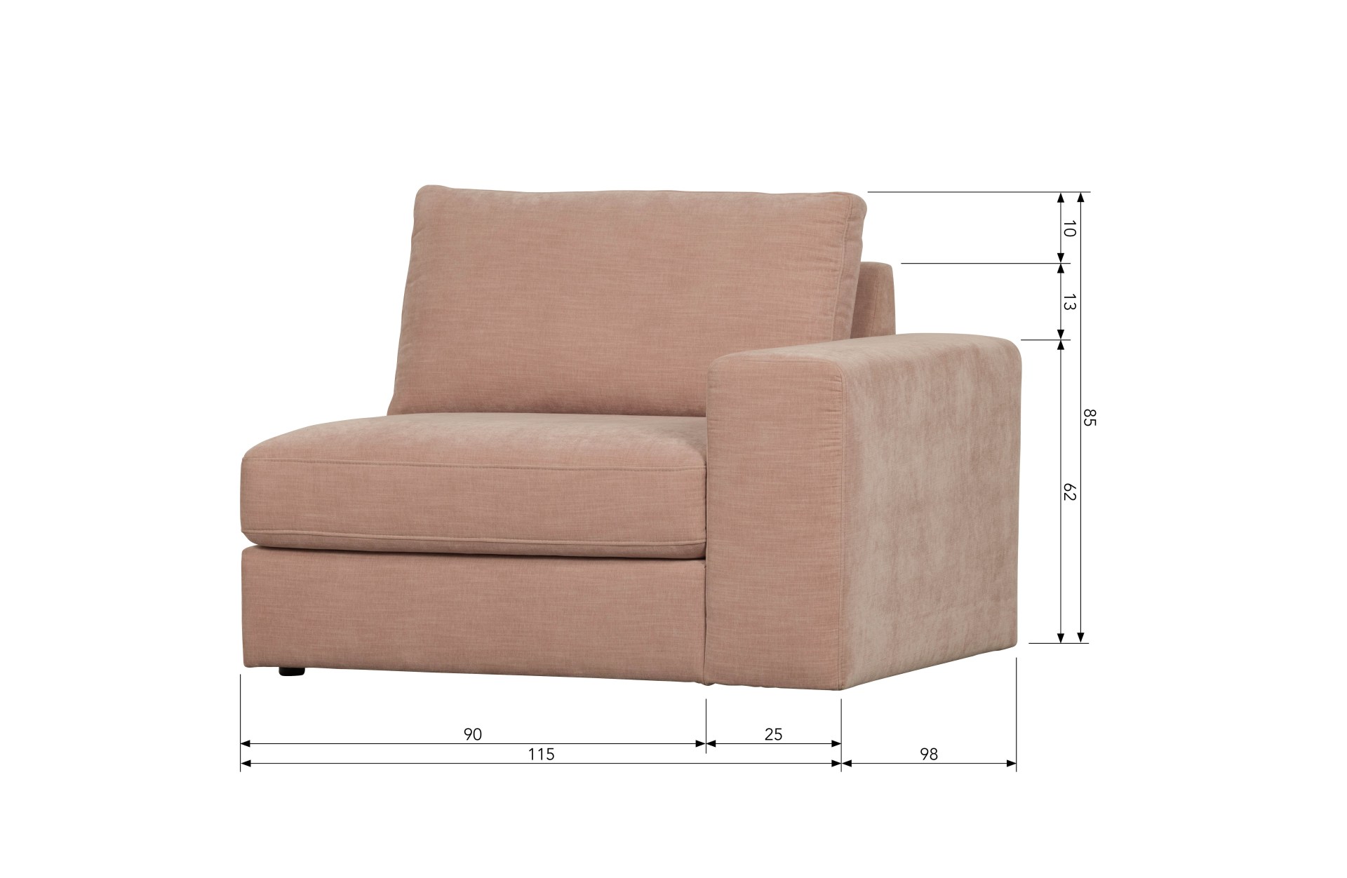 Modulsofa Family 1-Seat Element Rechts, Rosa