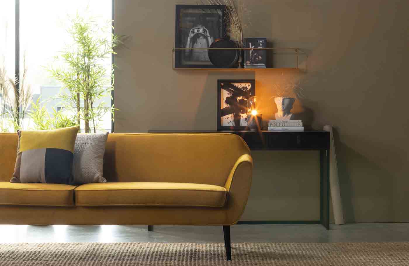 Sofa Rocco Samt, 230cm Gelb