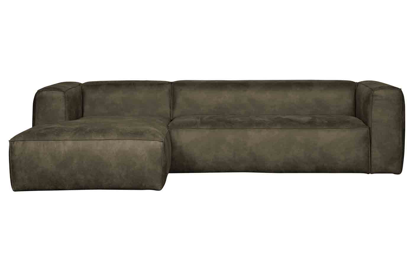 Ecksofa Bean Lederoptik, links Army