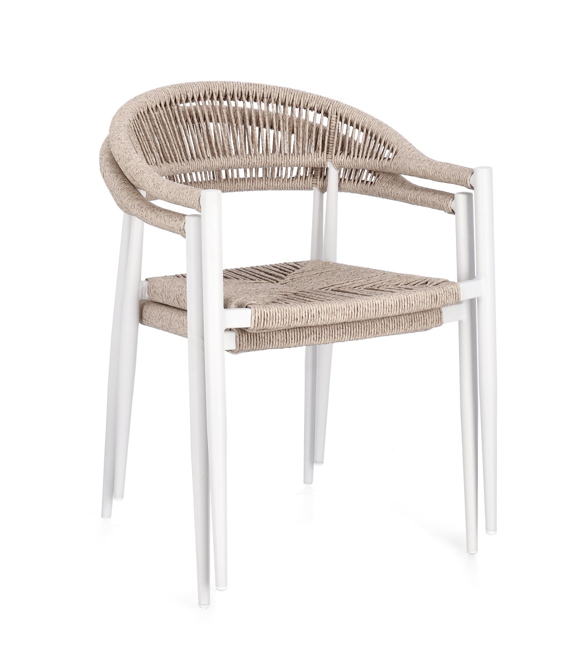 Gartenstuhl Jandia aus Aluminium, Weiß / Beige