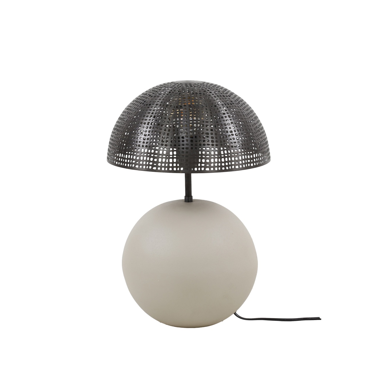 Tischleuchte Orbinaro - Beige matt & graues Metall, Ø 31 cm, inkl. LED