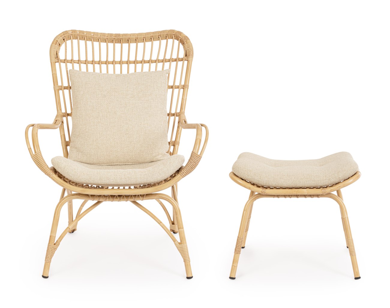 Gartensessel Maela mit Hocker, Natur