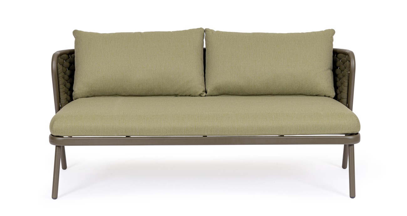 Gartensofa Harlow aus Aluminium, Olive