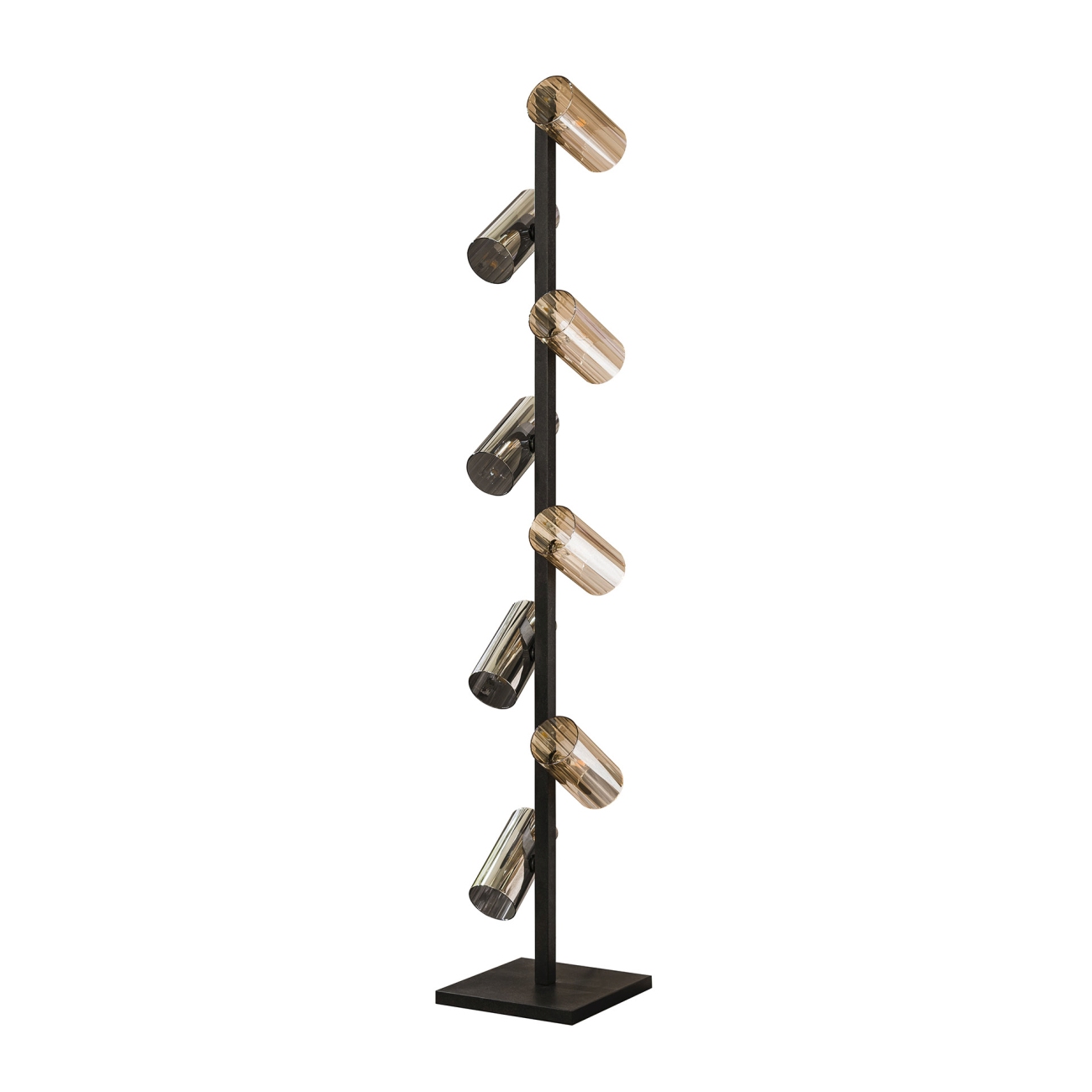 Stehleuchte Tubeqa mit LED, 8-flammig - Bernstein- & Chromglas, 175 cm