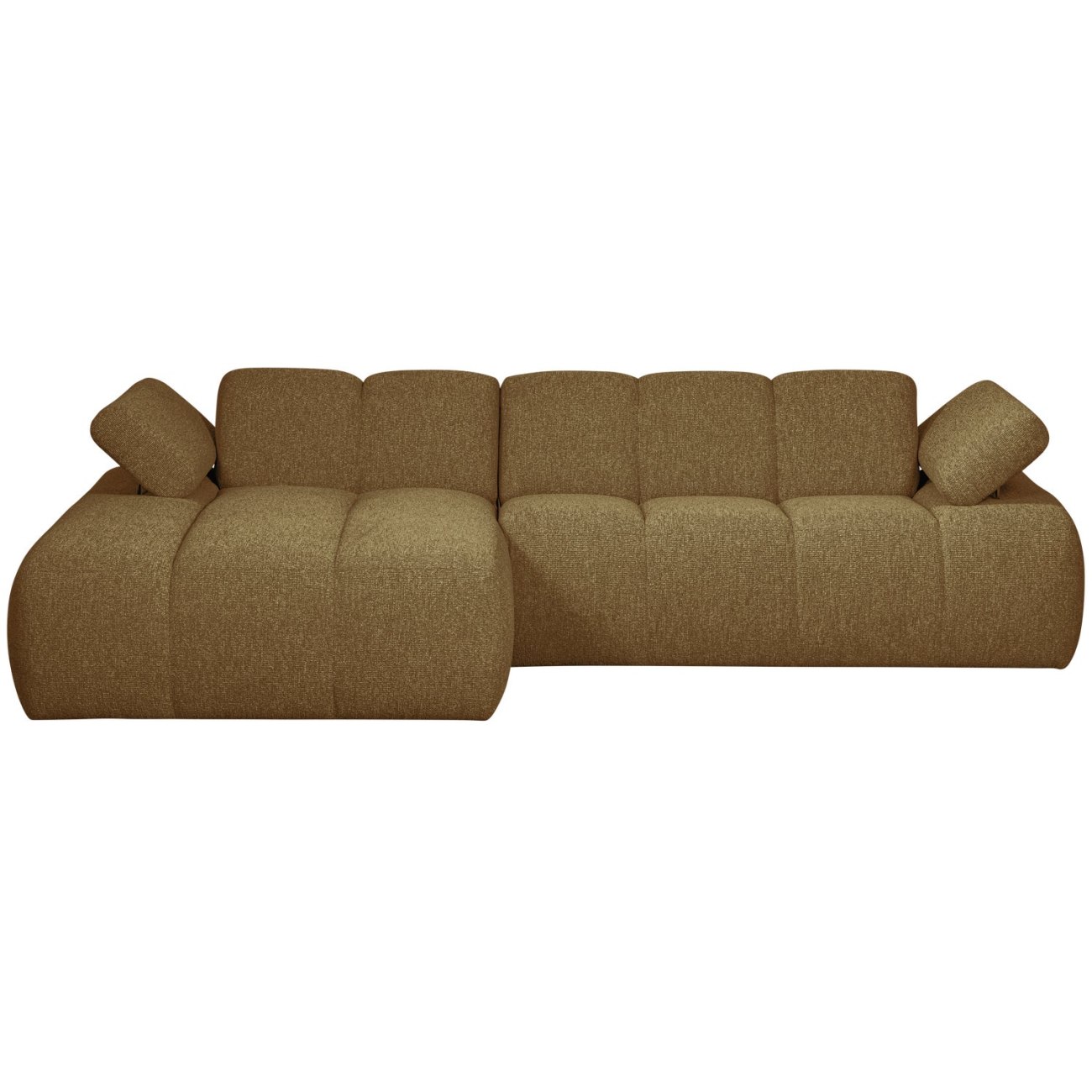 Chaiselongue Mojo aus Boucle-Stoff Links, Gelb/Braun