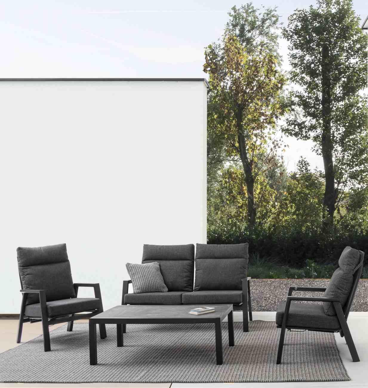 Gartensessel Kledi aus Aluminium, Anthrazit