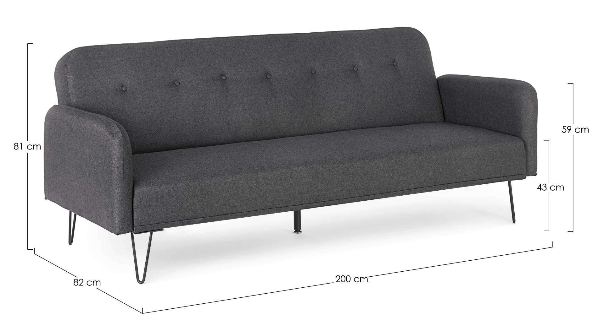 Schlafsofa Bridjet mit Stoff-Bezug, Schwarz