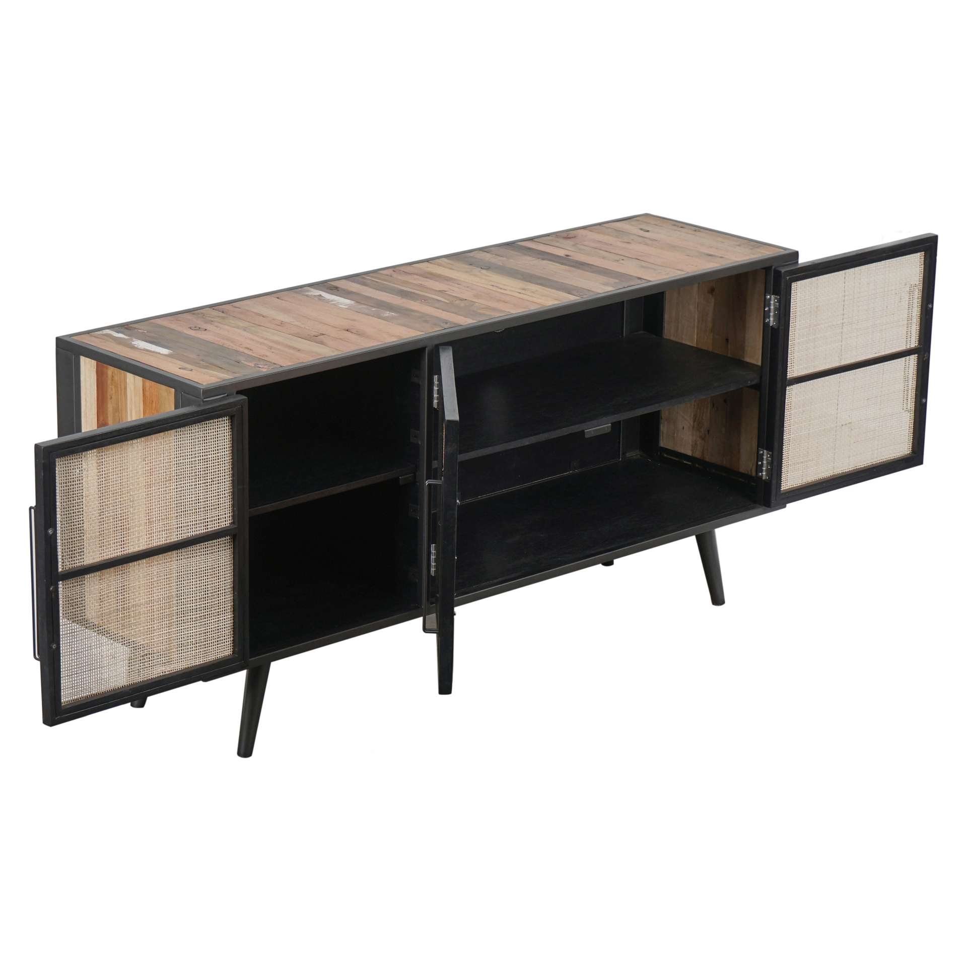 TV-Board Nordic Rattan mit 3 Türen, 160 cm