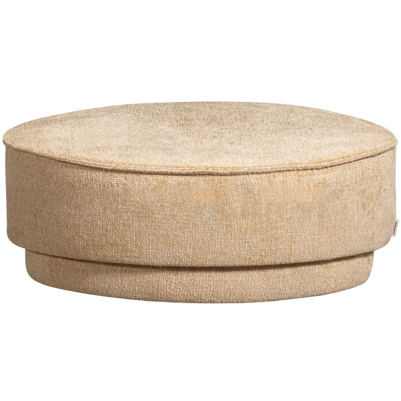 Hocker Pearl aus Melange-Stoff Ø 80 cm, Butter