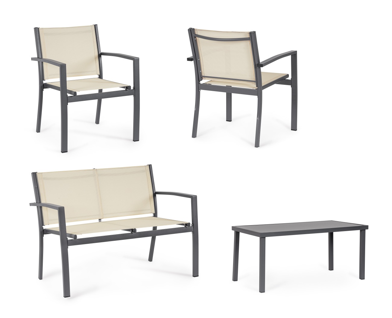 Garten-Set Florida 4er Gruppe, Creme