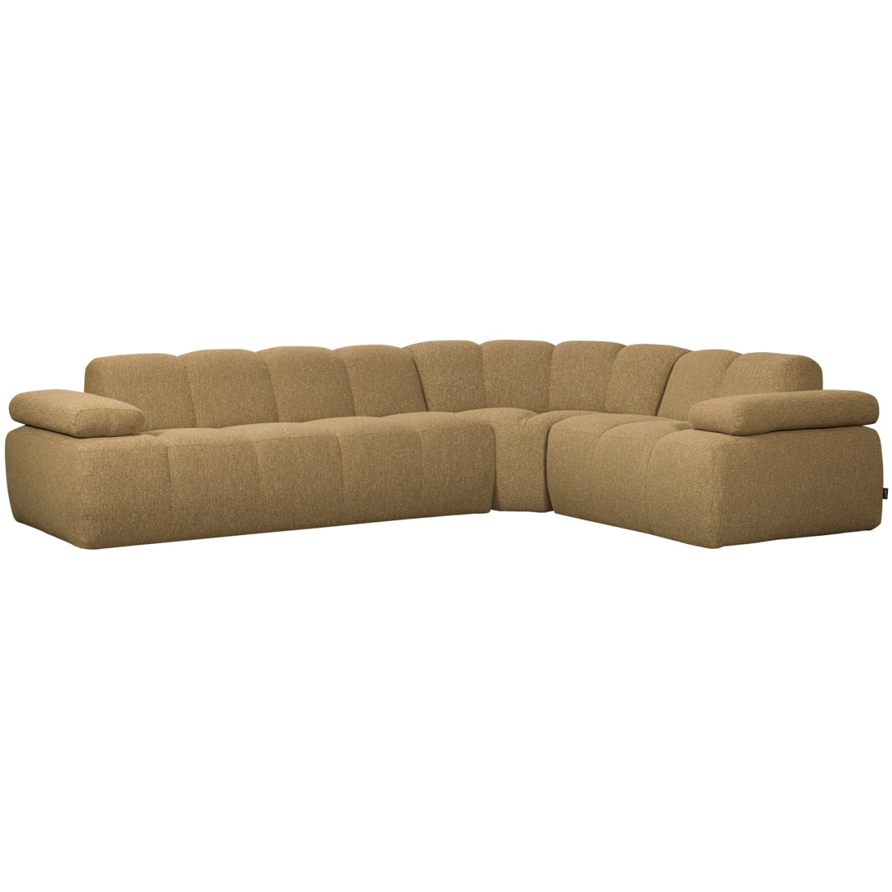 Ecksofa Mojo aus Boucle-Stoff Rechts, Gelb/Braun