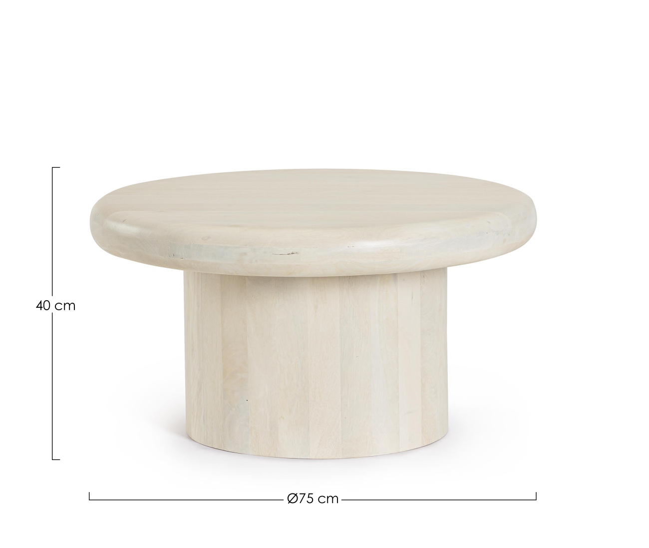 Couchtisch Lopez aus Mangoholz Ø 75 cm, Creme