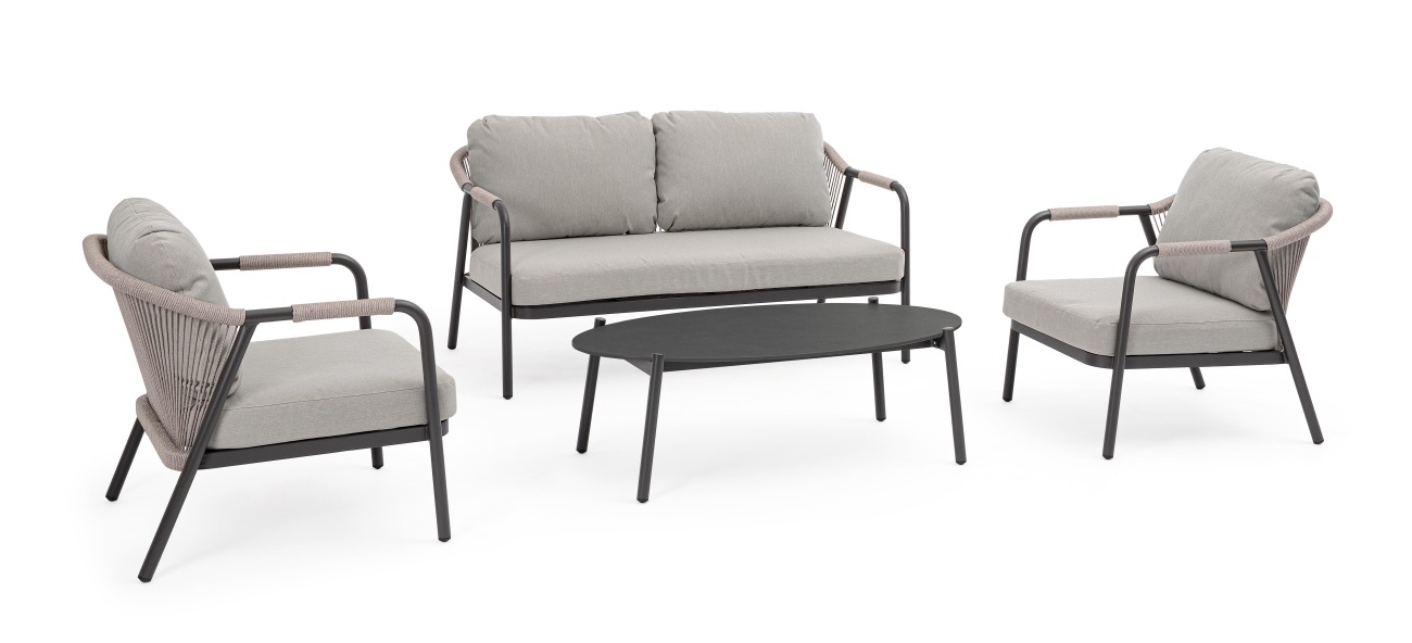 Garten-Set Miravet 4er Gruppe, Anthrazit / Taupe