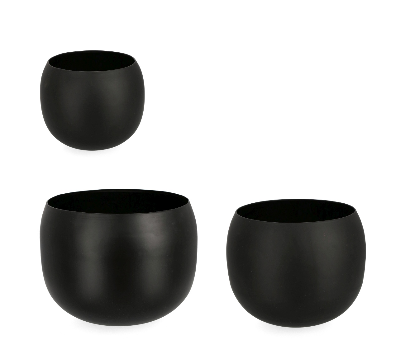 Outdoor-Vase Keyra 3er-Set aus Metall, Schwarz