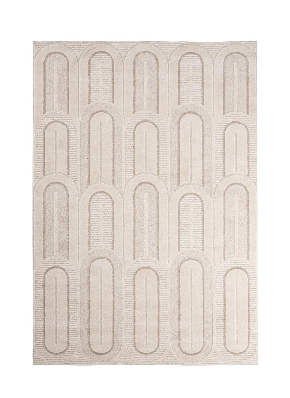 Teppich Zina aus Stoff Creme/Grau, 160x230 cm