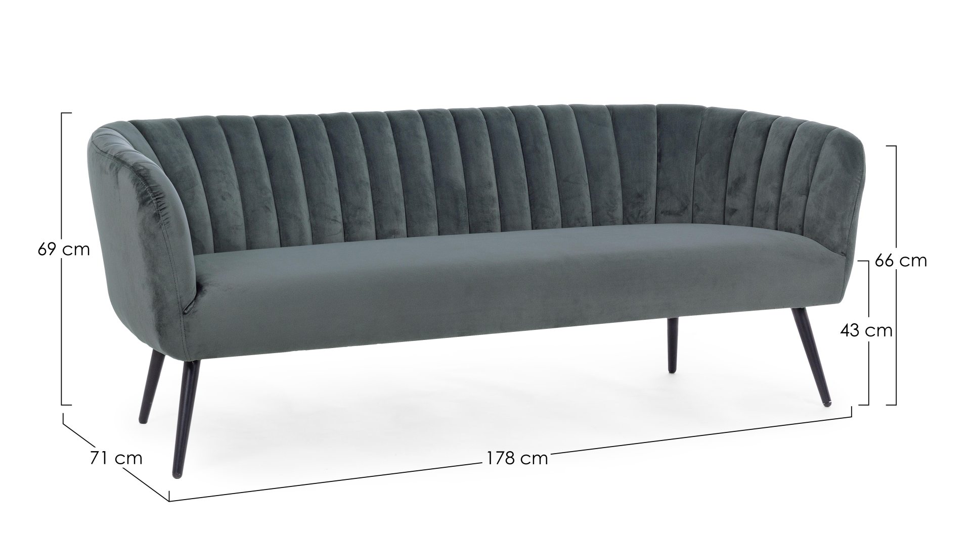 3-Sitzer Sofa Avril in Samt-Optik, Grau