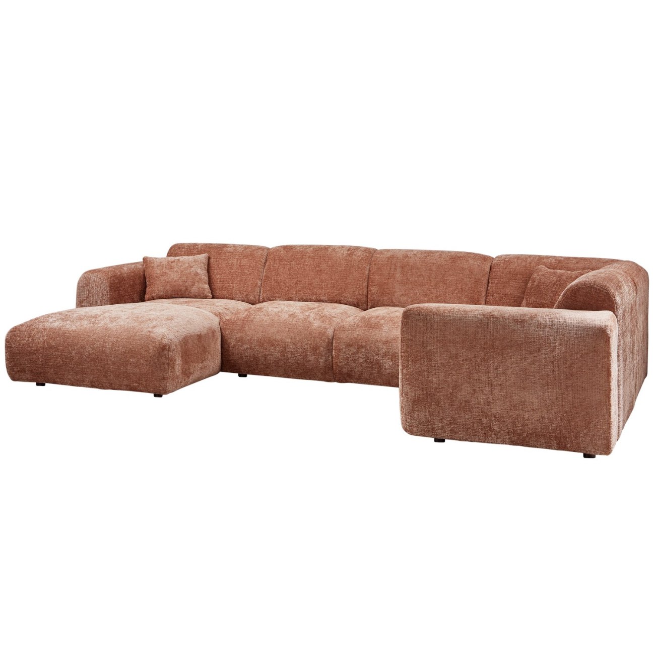 Ecksofa Cloud aus Chenille-Stoff Rechts, Terra