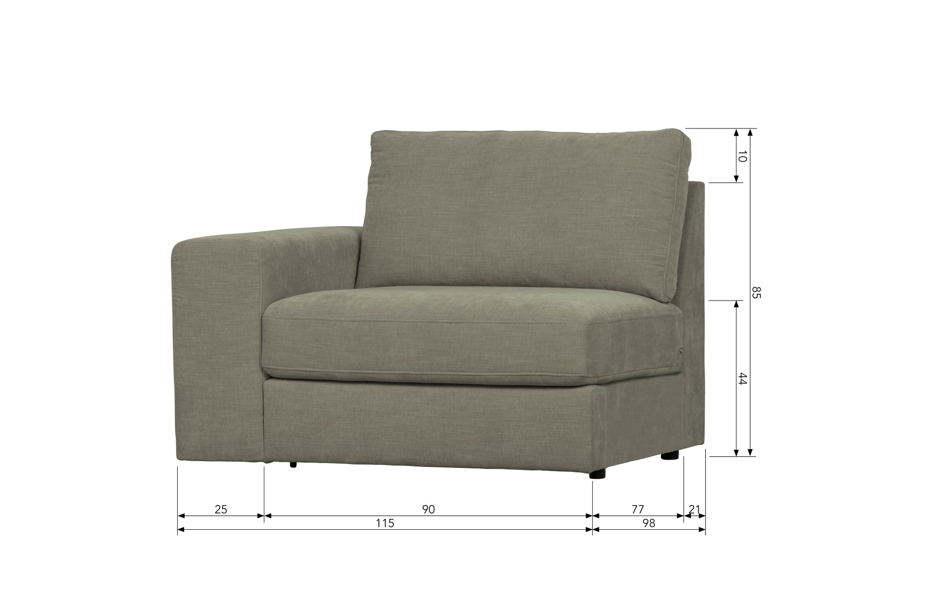 Modulsofa Family 1-Seat Element Links, Grau