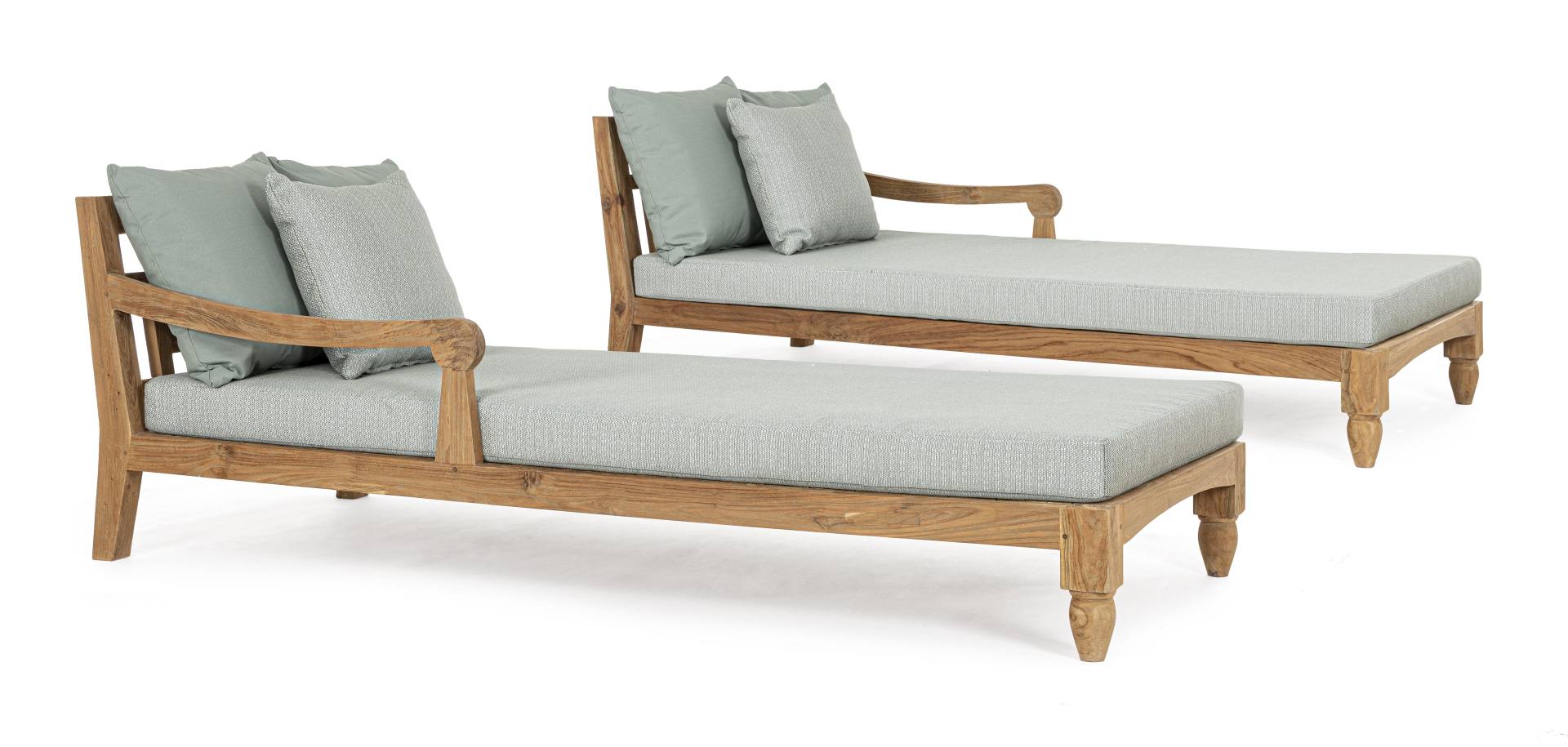 Daybed Bali aus Teakholz, Aqua