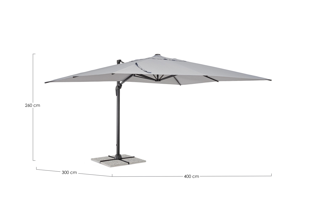 Sonnenschirm Vega aus Aluminium 3x4 m, Hellgrau