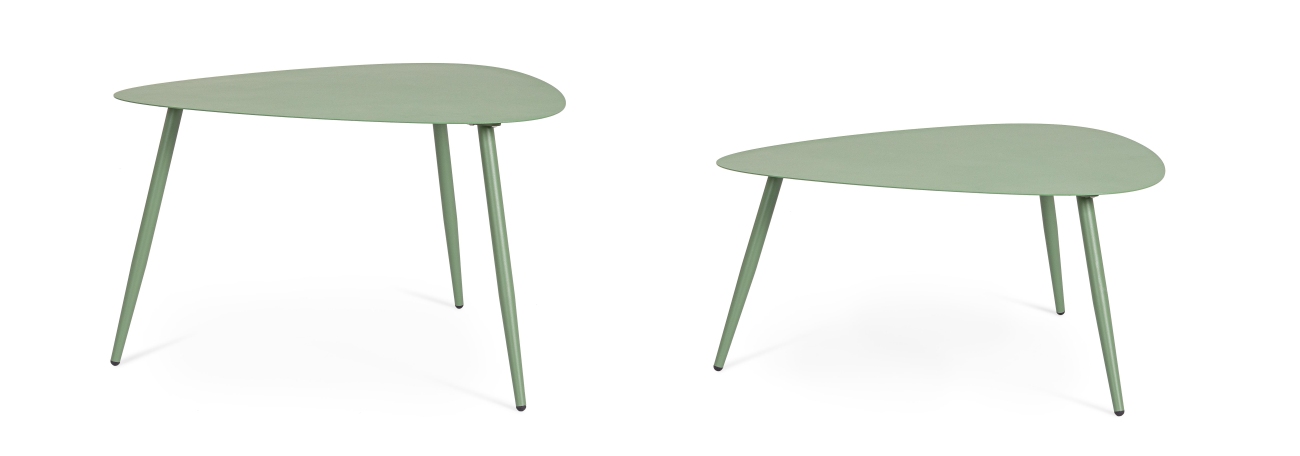 Gartencouchtisch-Set Yvonne aus Metall, Salbei