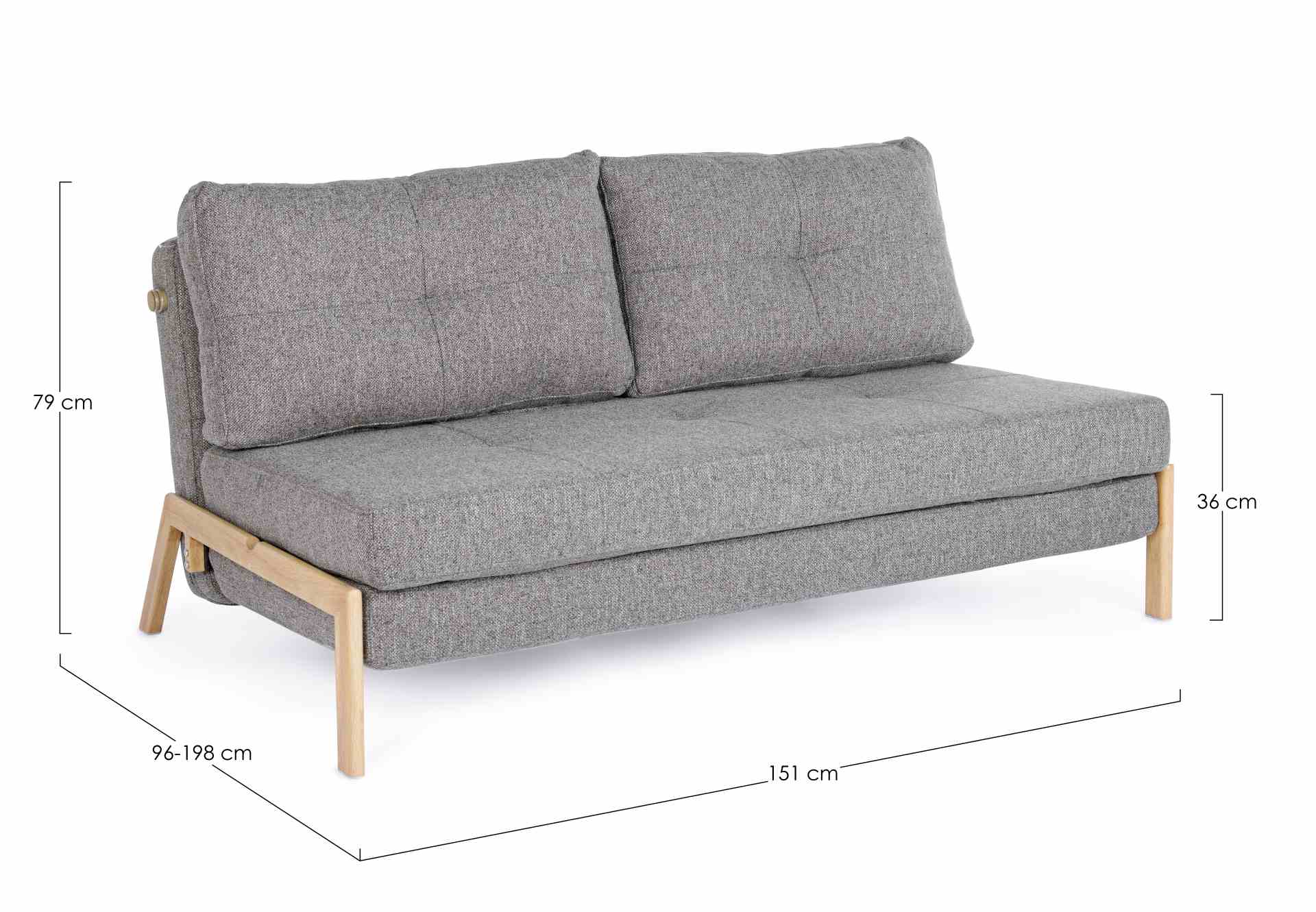 Schlafsofa Hayden mit Stoff-Bezug, 2-Sitzer, Grau