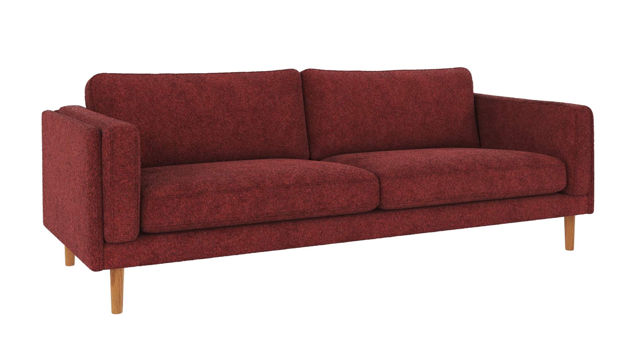 Sofa Braden 3-Sitzer, Beine Eiche, Bezug Anna Rot