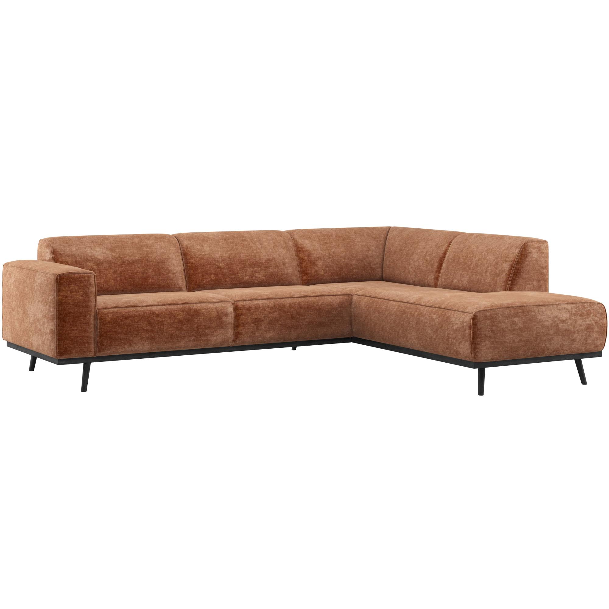 Ecksofa Statement Rechts - Chenille-Samt, Terra