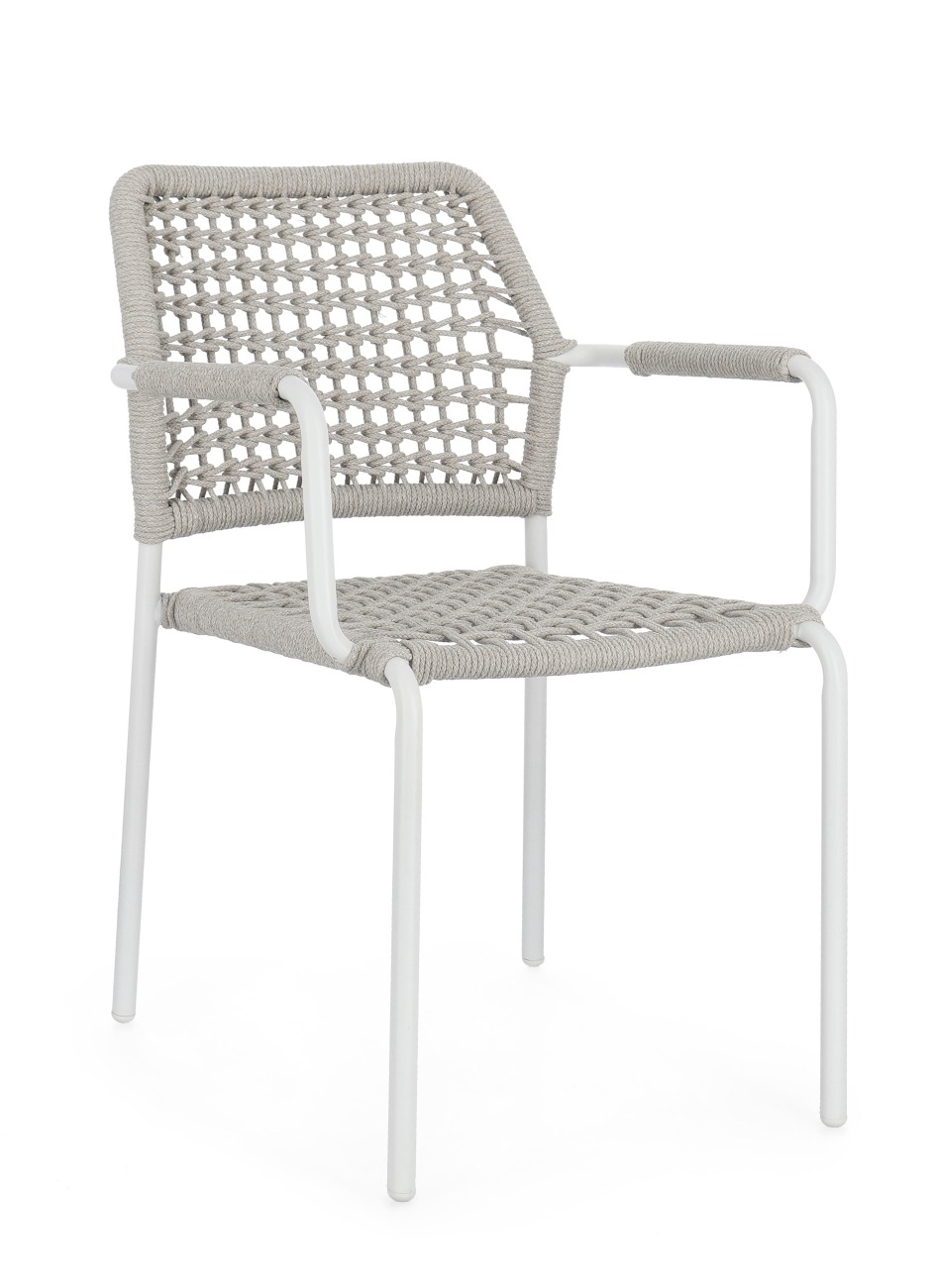 Gartenstuhl Rajada aus Aluminium, Hellgrau / Weiß