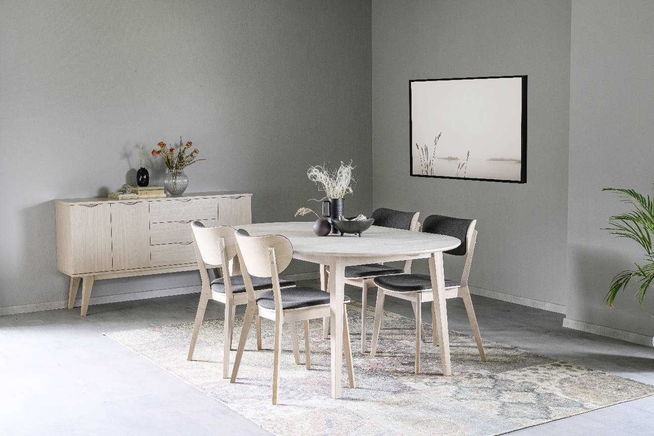 Esstisch Filippa Oval mit Auszug, 170/210cm, Eiche Weiß pigmentiert