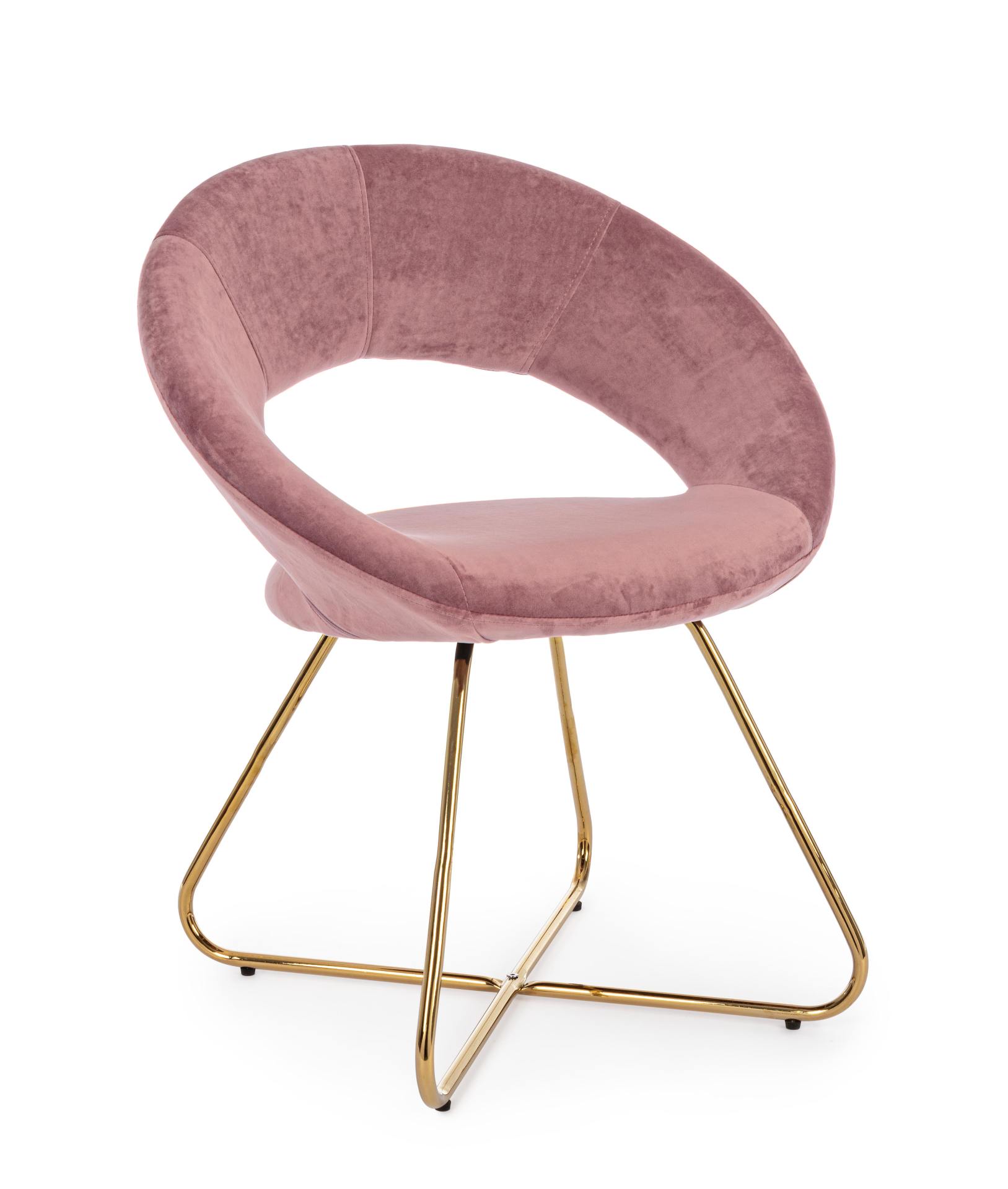 Sessel Vanity aus Samt, Rosa/Gold