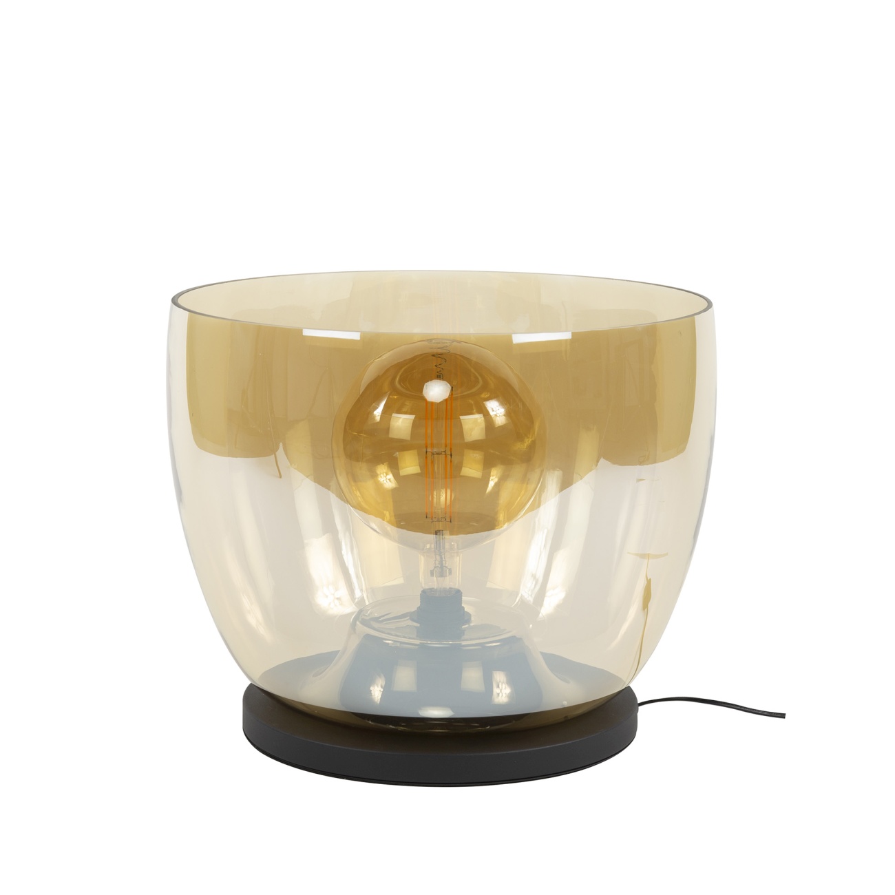Tischleuchte Vasika - Bernsteinglas, inkl. LED, Ø 48 cm