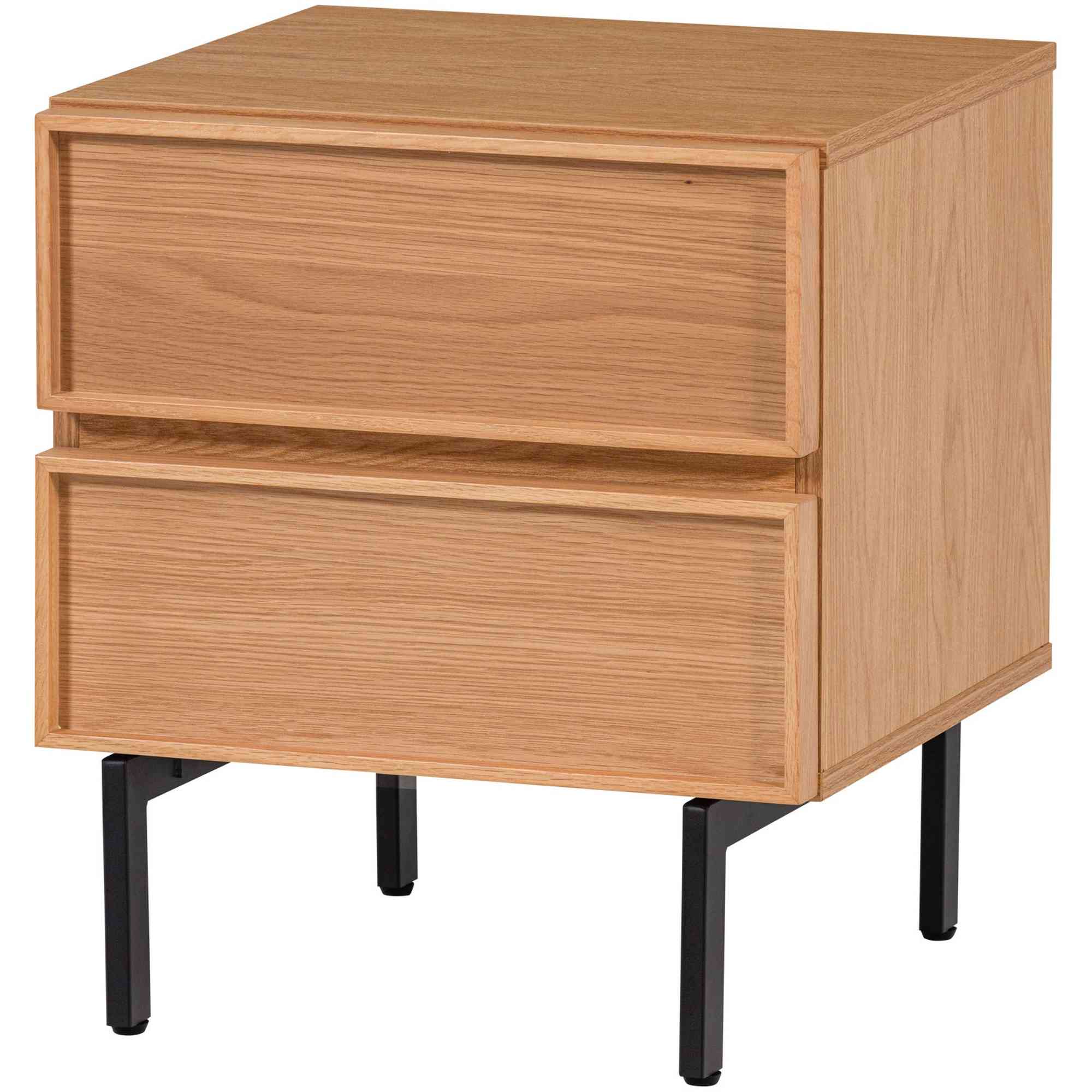 Nachttisch Tours 2 Schubladen Melamin/MDF Natur - modern mit viel Stauraum, 51 x 45 x 42 cm