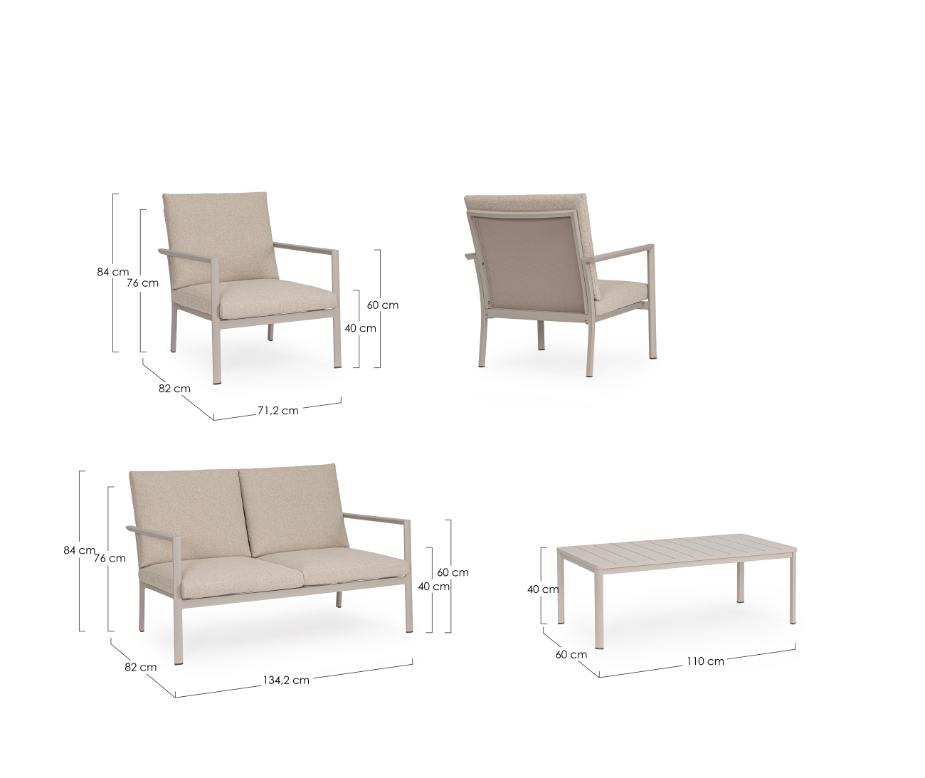 Garten-Set Konnor 4er Gruppe, Rastin