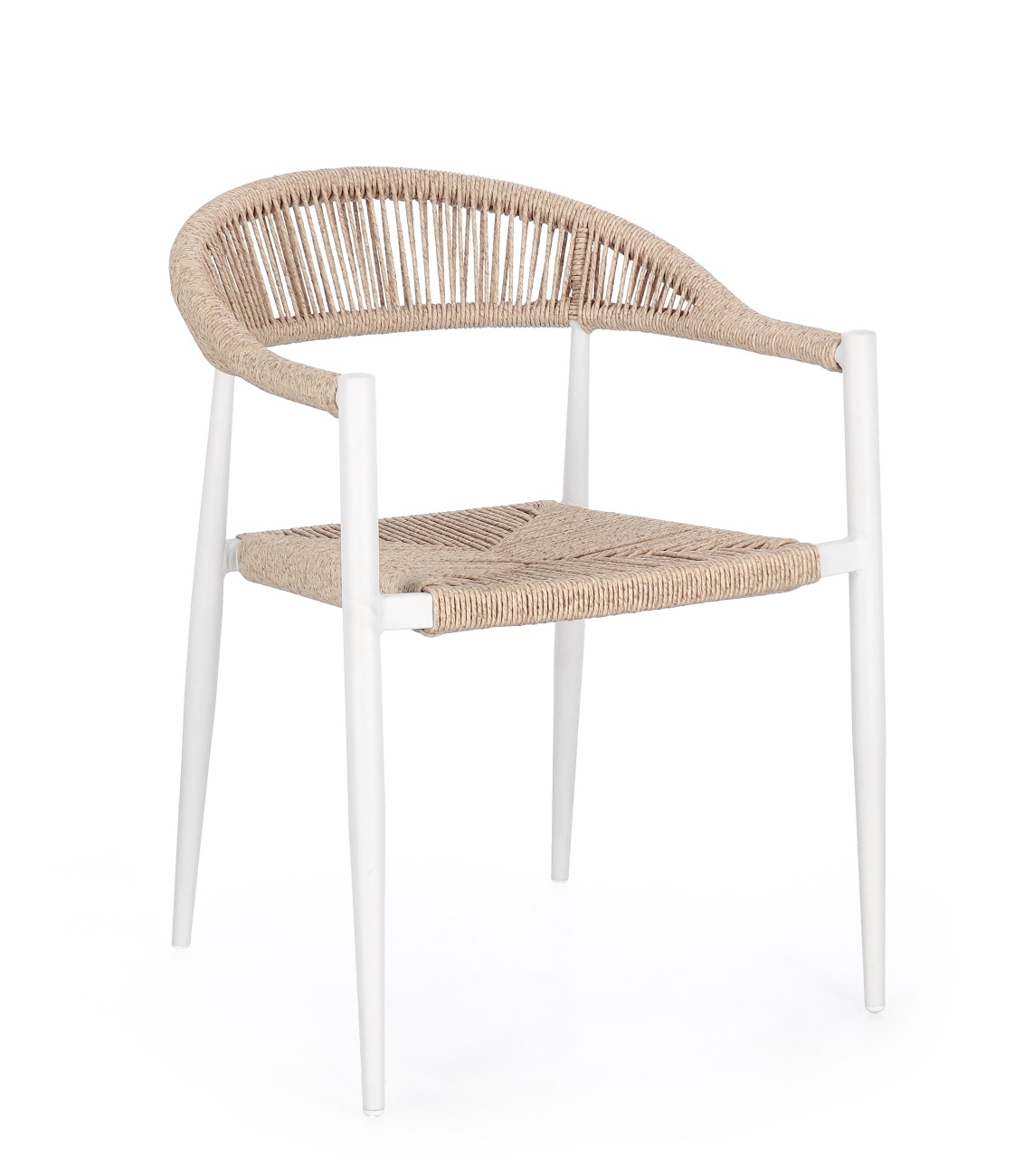 Gartenstuhl Jandia aus Aluminium, Weiß / Beige