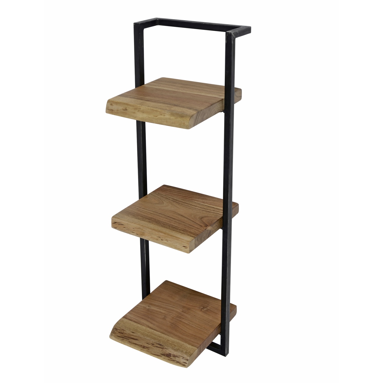 Wandregal Bord - Akazie massiv Natur, mit Metallrahmen, 3 Ablagen Wandregal Bord - Akazie massiv Natur, mit Metallrahmen, 3 Ablagen