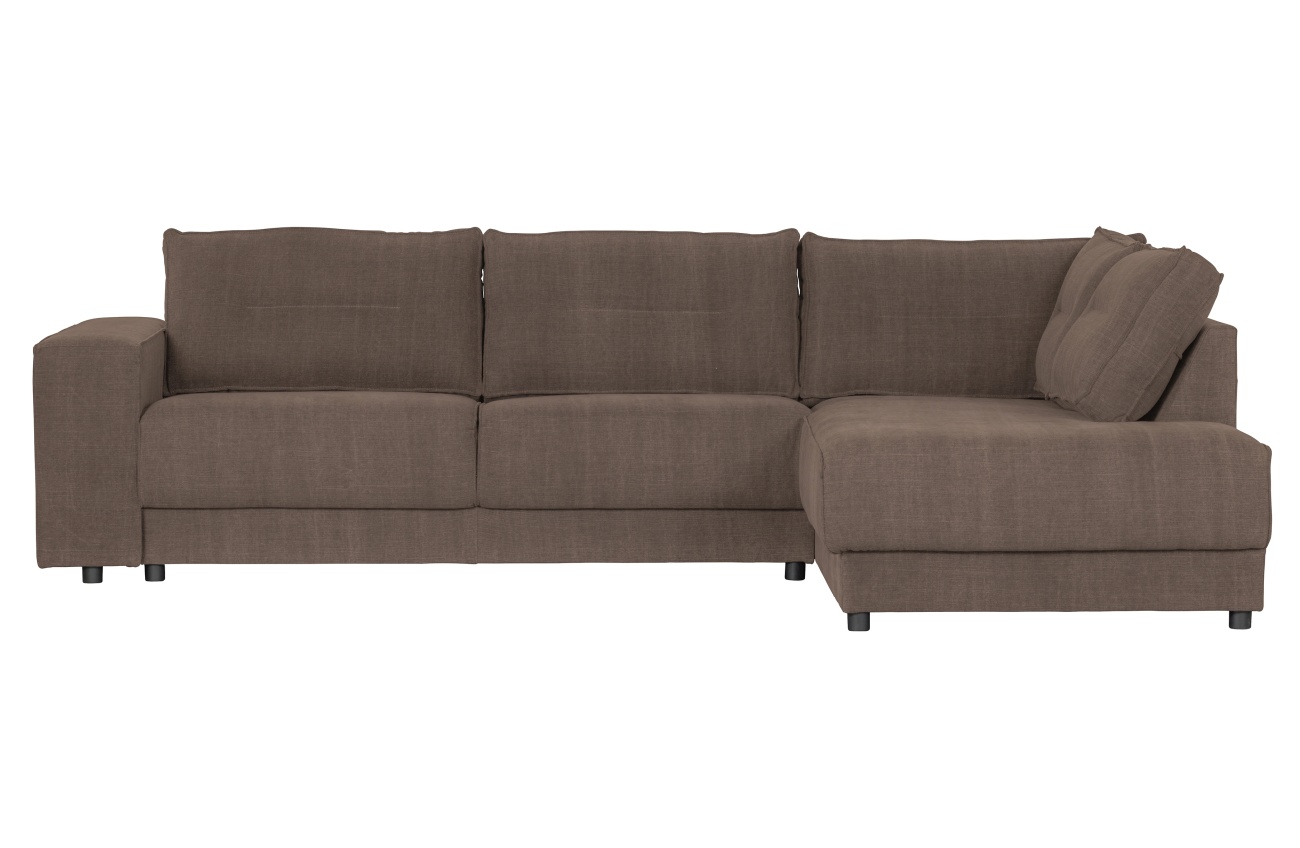 Ecksofa Randy aus Leinenstoff Rechts, Braun