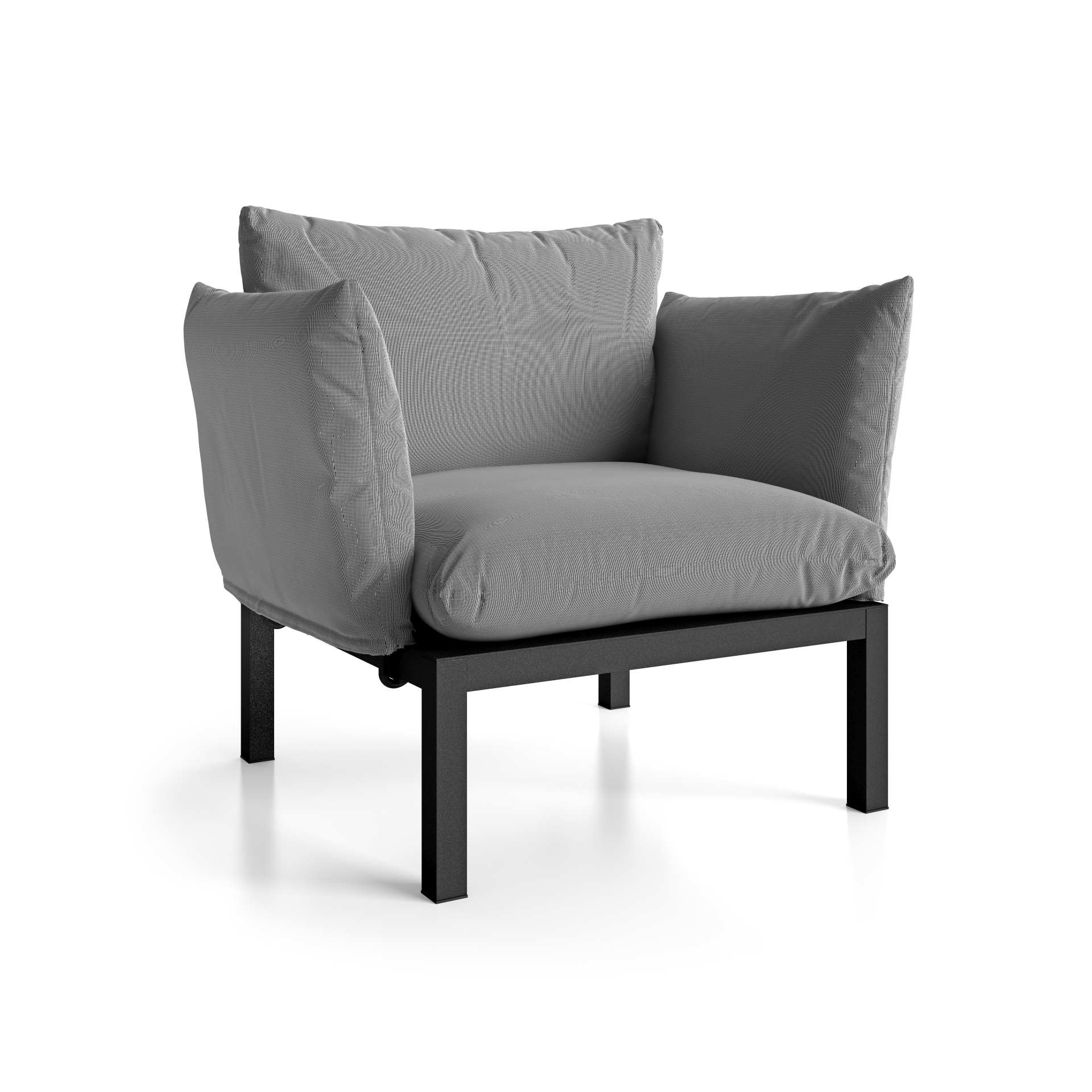 Sitzgruppe Domino 2er-Sofa mit 2 Sessel, Schwarz/Grau