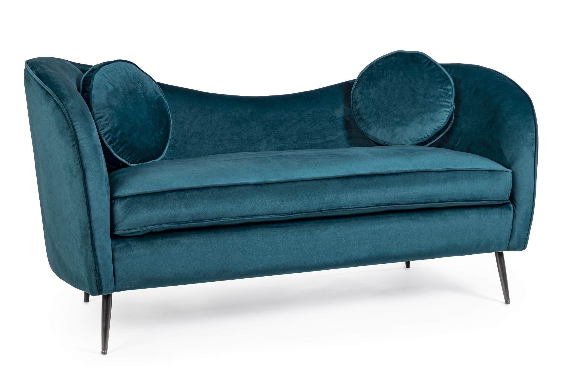 2-Sitzer Sofa Candis in Samt-Optik, Blau