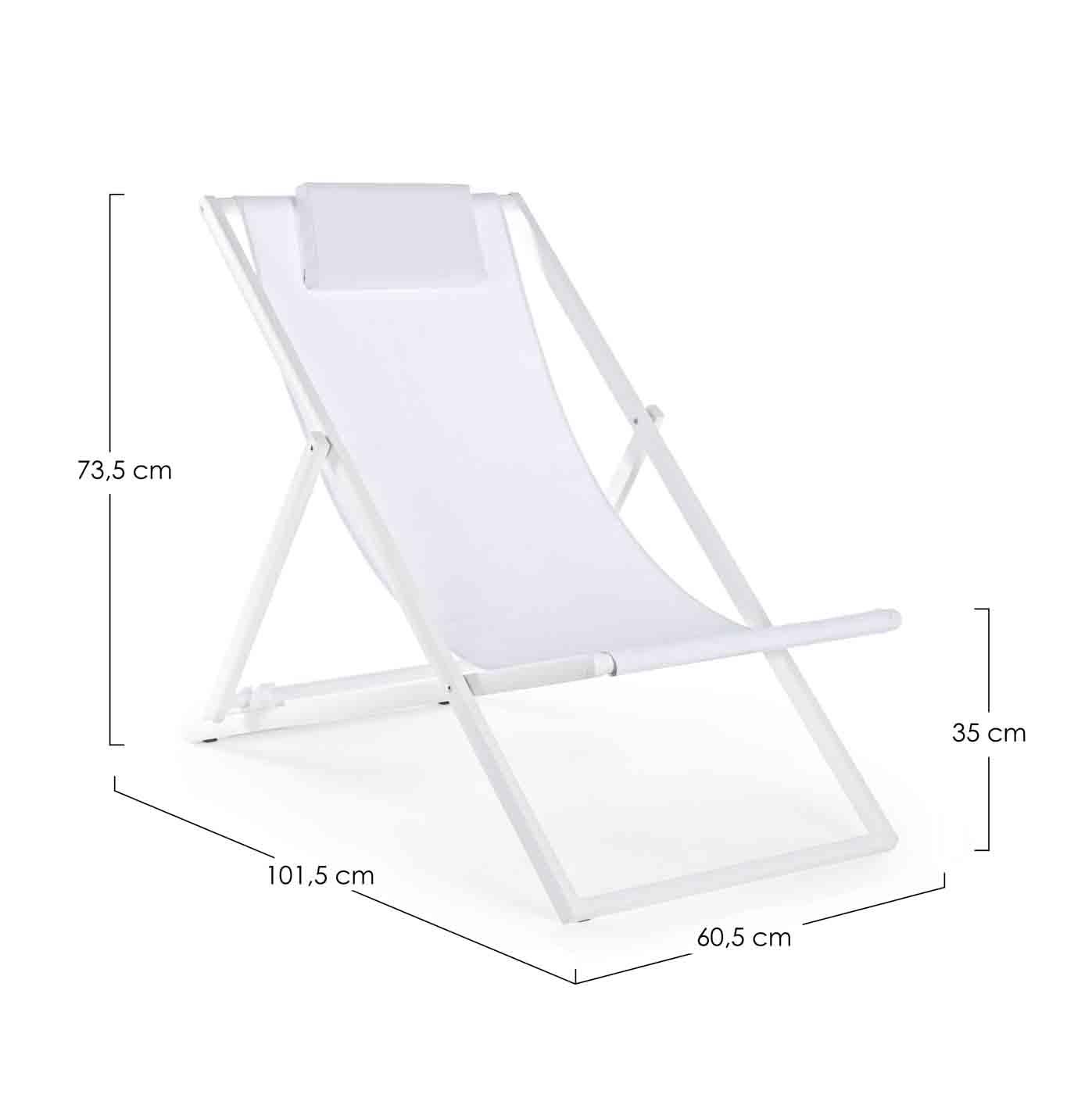 Liegestuhl Taylor Deckchair aus Aluminium und Textilene, Weiss