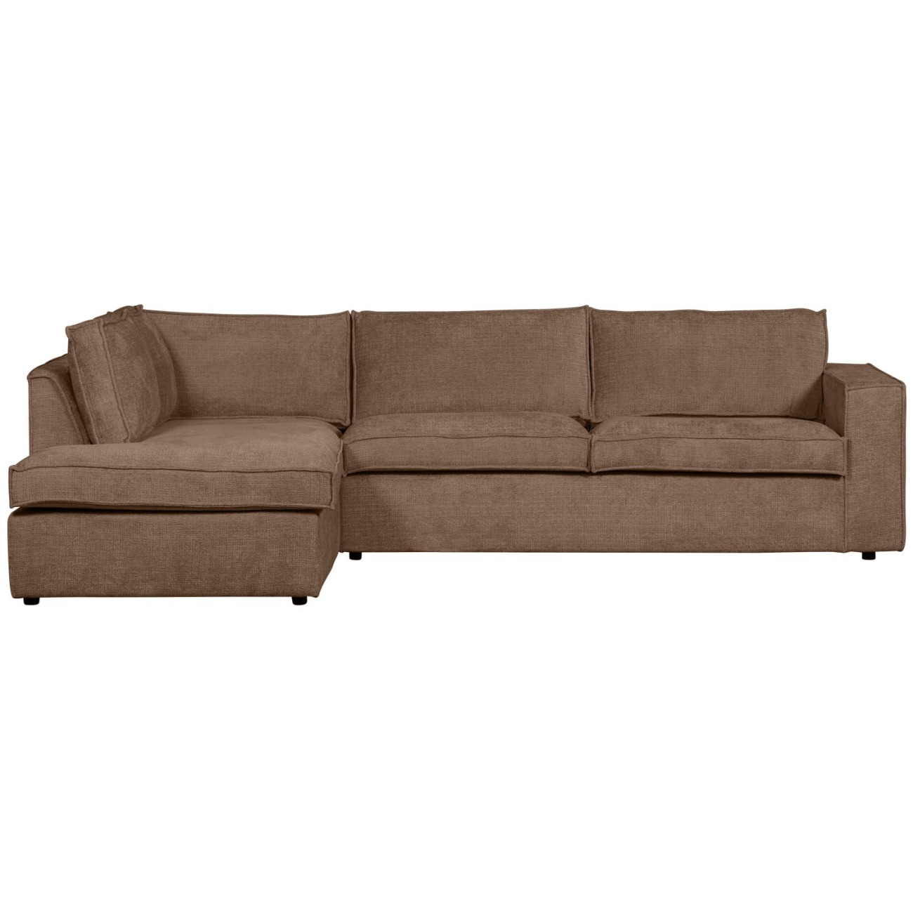 Ecksofa Hajo aus Chenille-Stoff Links, Mud