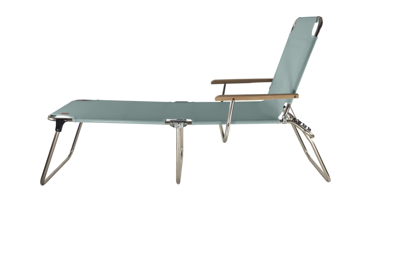 Dreibeinliege Amigo 40+ aus Aluminium mit Armlehne, Salbei
