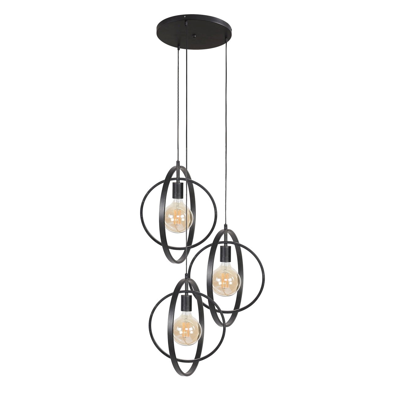 Hängeleuchte Orbit, 3-flammig - Metall Anthrazit, drehbar, inkl. LED