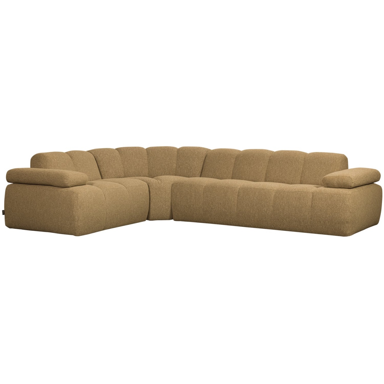 Ecksofa Mojo aus Boucle-Stoff Links, Gelb/Braun